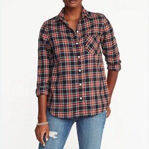 Old Navy Womens’ Plaid Button Up The Classic Shirt Size Small